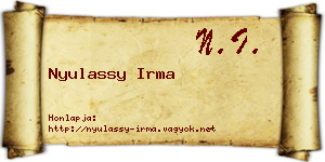 Nyulassy Irma névjegykártya